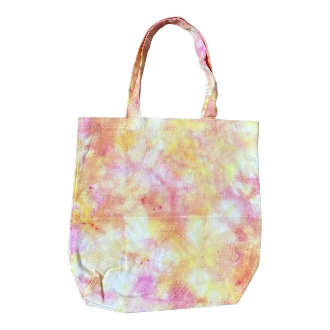 Yellow Pink Orange Scrunch Tie Dye Tote Bag